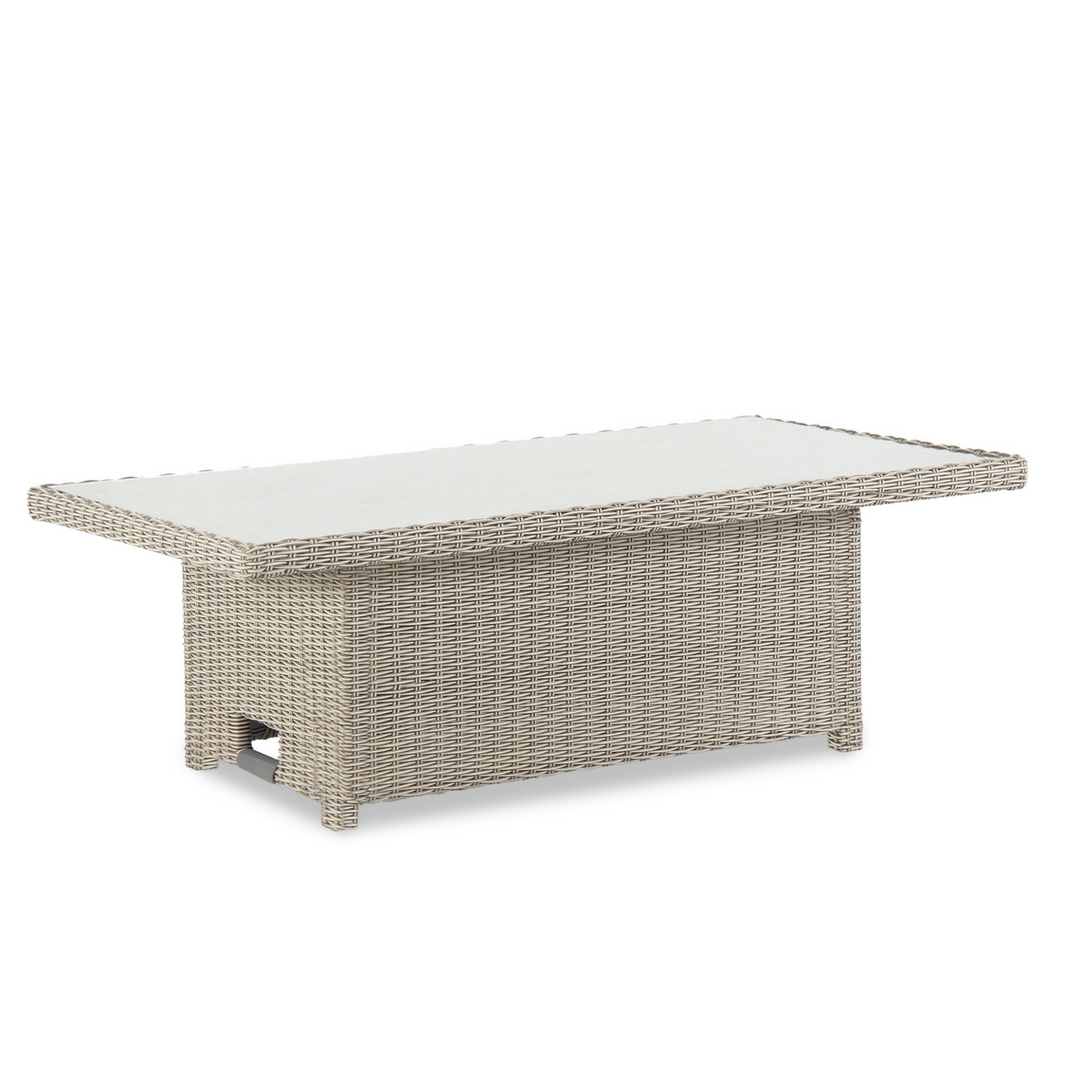 Kettler Palma Signature Adjustable High-Low Table in White Wash | Glass Top