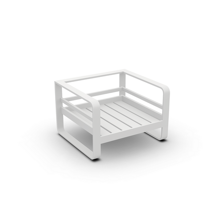 Jati & Kebon Coral Aluminium Garden Armchair - White Frame - Grey Sunbrella Cushions