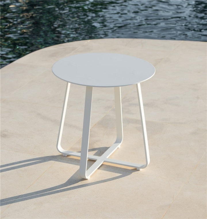 Jati & Kebon St Lucia Aluminium Garden Side Table 45x45cm | White