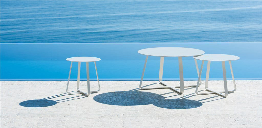 Jati & Kebon St Lucia Garden Side Table 90x49cm Aluminium White Mat