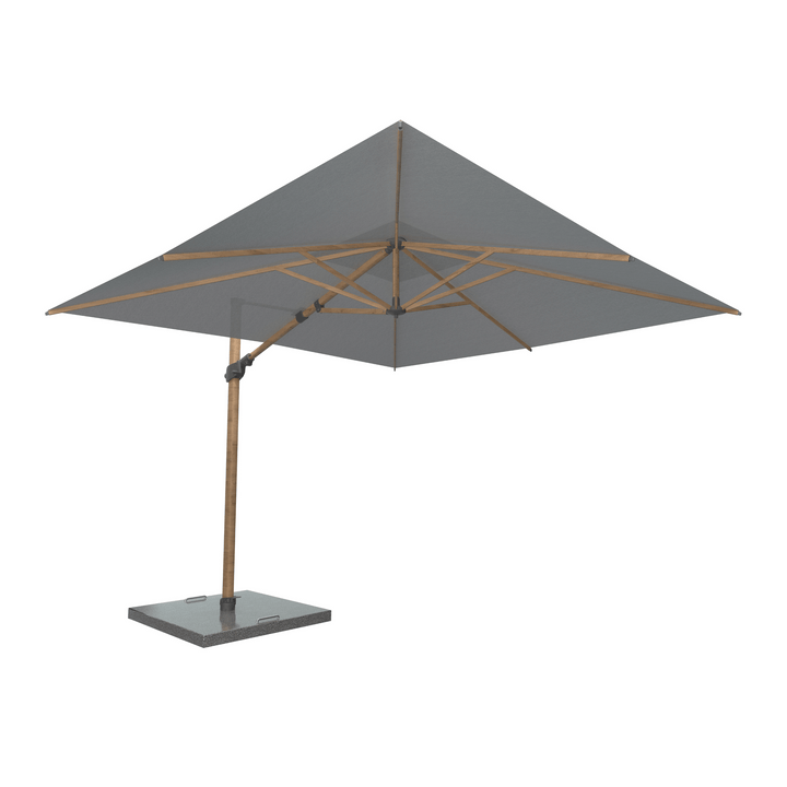 4SO Siesta 3m x 3m Wood Effect Cantilever Parasol with Granite Base, Wheels & Cover in Charcoal
