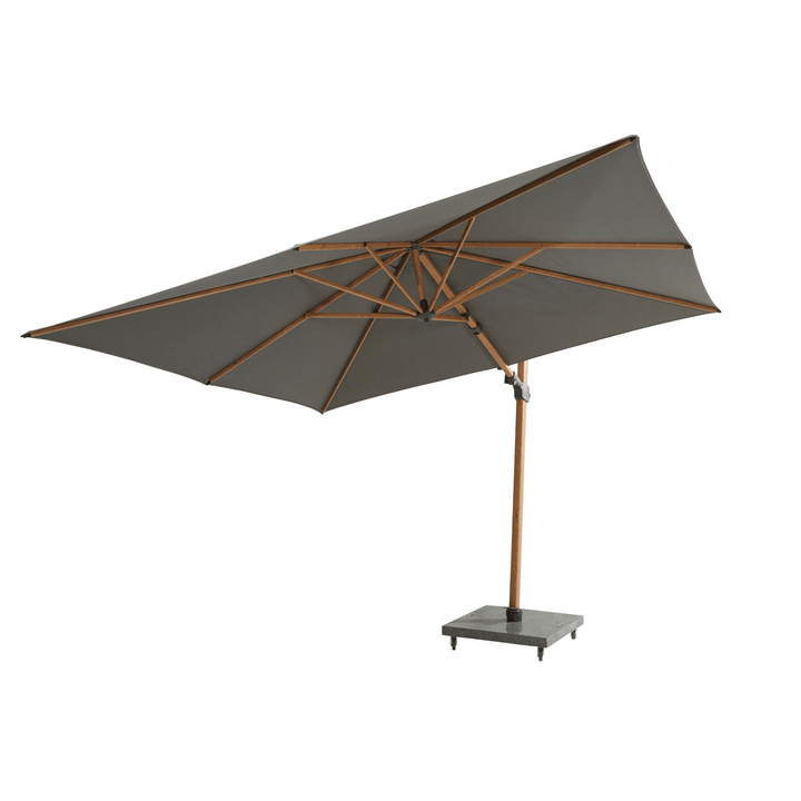 4SO Siesta 3m x 3m Wood Effect Cantilever Parasol with Granite Base, Wheels & Cover in Charcoal