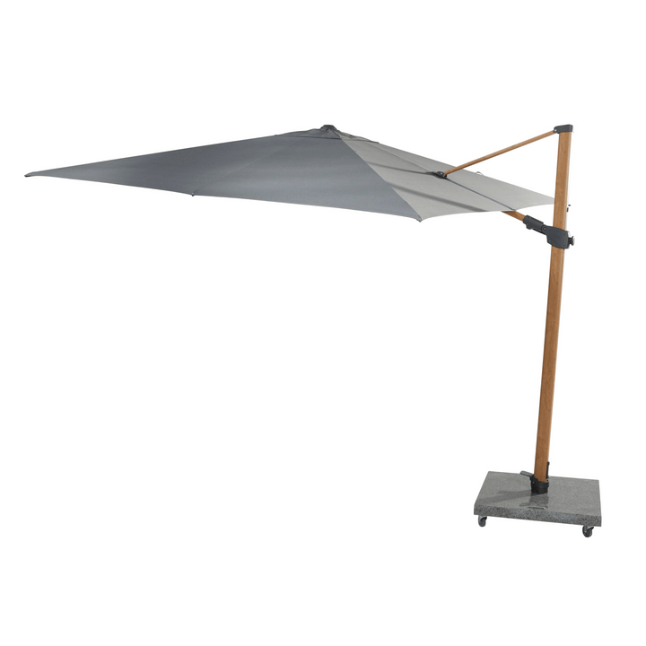 4SO Siesta 3m x 3m Wood Effect Cantilever Parasol with Granite Base, Wheels & Cover in Charcoal