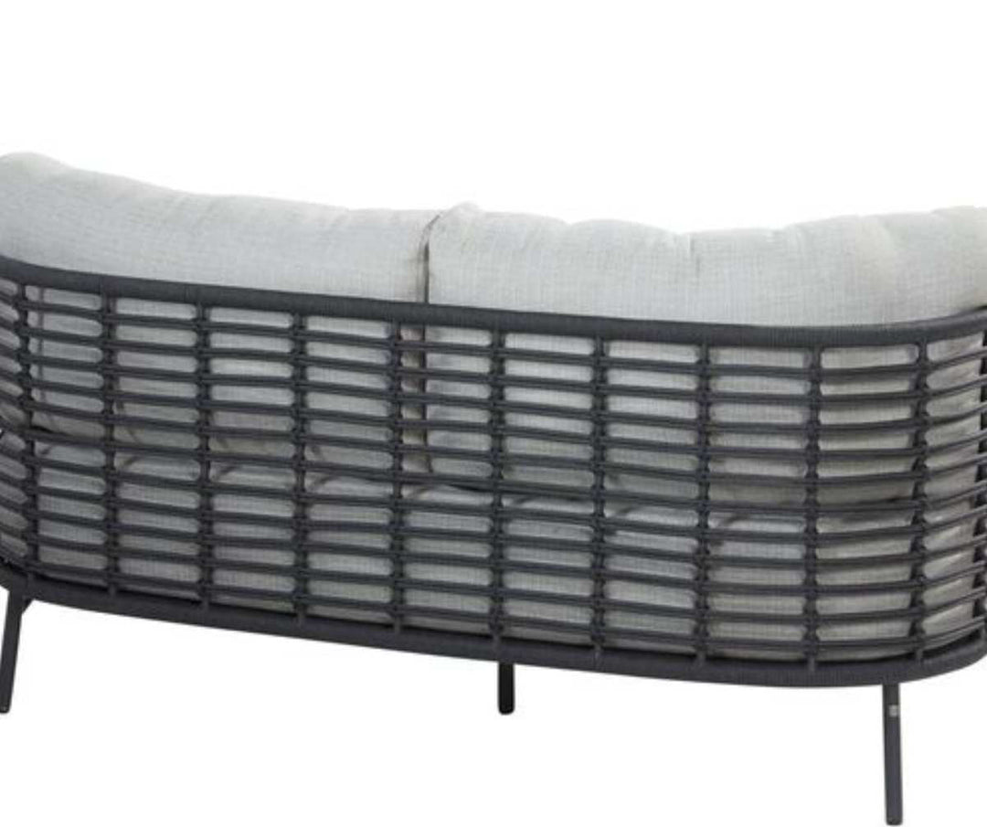 4SO Fabrice Outdoor Lounge Set with Footstool & 90cm Coffee Table - Black Aluminium Frame With Taupe Cushions