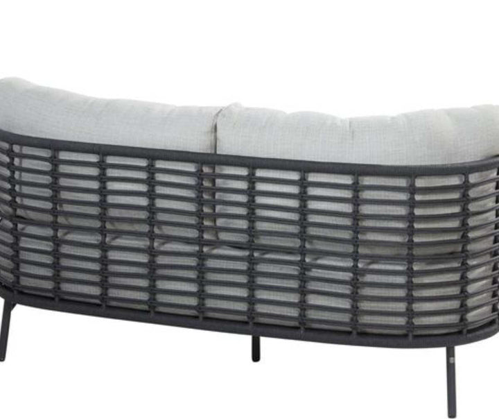 4SO Fabrice Outdoor Lounge Set with Footstool & 90cm Coffee Table - Black Aluminium Frame With Taupe Cushions