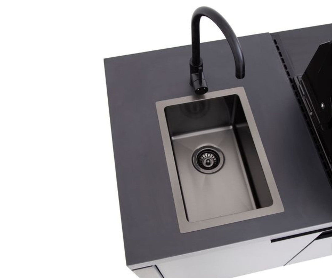 Beefeater Cabinex Outdoor Kitchen Includes S30000SS Series 4 Burner BBQ Head with stainless steel cooking tops, Fridge & Sink