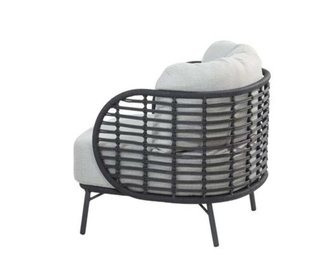 4SO Fabrice Outdoor Lounge Set with Footstool & 90cm Coffee Table - Black Aluminium Frame With Taupe Cushions