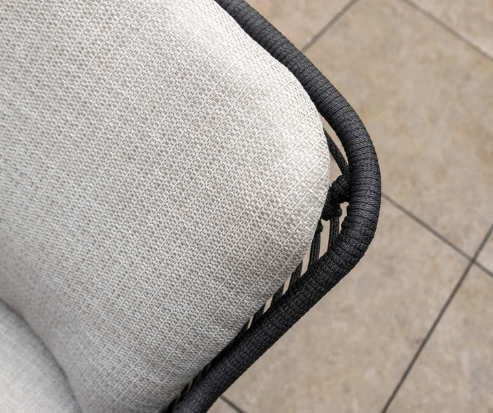 4SO Fabrice Outdoor Lounge Set with Footstool & 90cm Coffee Table - Black Aluminium Frame With Taupe Cushions