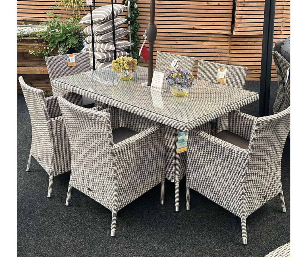 Grace Bay 6 Seat Rectangle Flat Weave Garden Dining Set