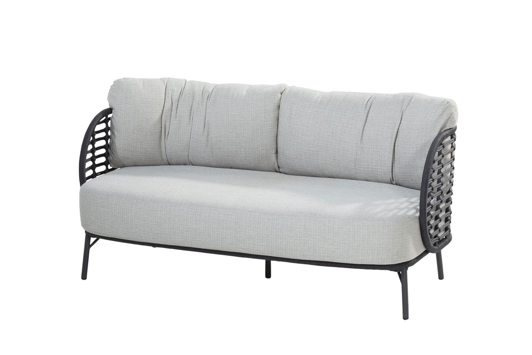 4SO Fabrice Outdoor Lounge Set with Footstool & 90cm Coffee Table - Black Aluminium Frame With Taupe Cushions