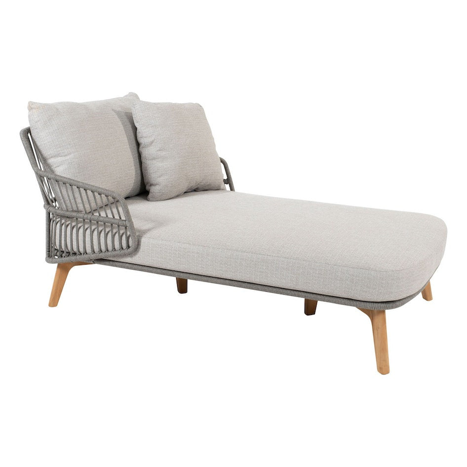 4SO Ancora Single Sunbed Teak Silver Grey with 3 cushions