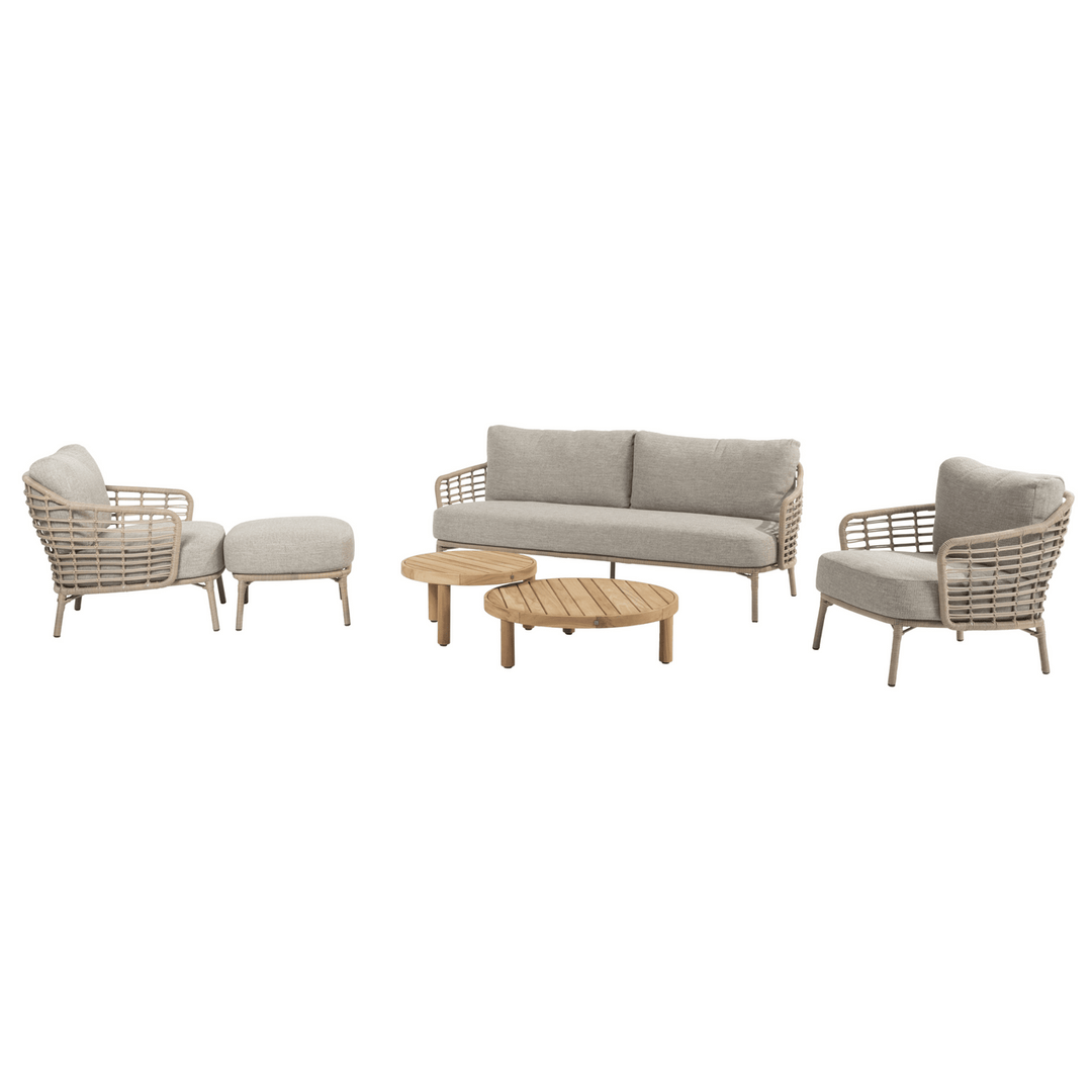 4SO Como Outdoor Lounge Set with Footstool & Finn Teak Tables