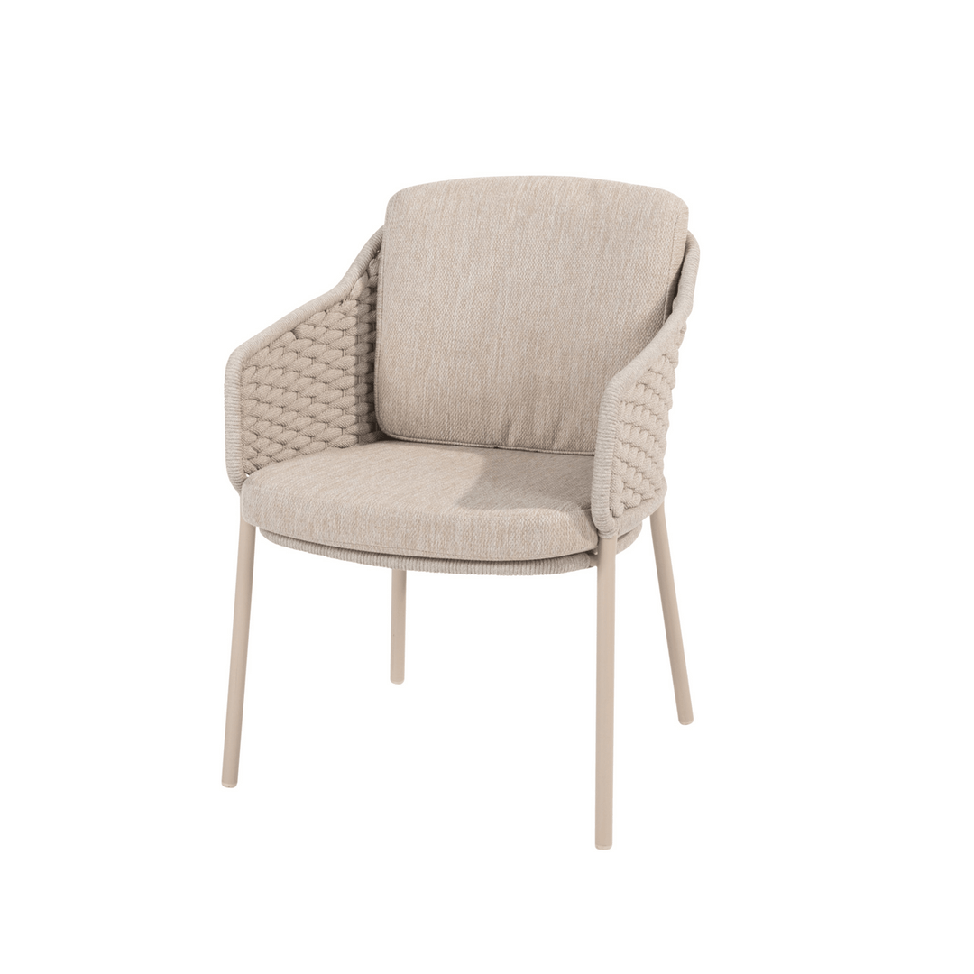 4SO Eros Outdoor 6 Seat Dining Set with Prado 160cm Teak Round Table with Lazy Susan