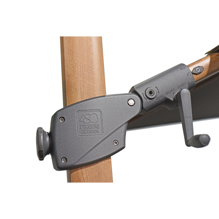 4SO Siesta 3m x 3m Wood Effect Cantilever Parasol with Granite Base, Wheels & Cover in Charcoal