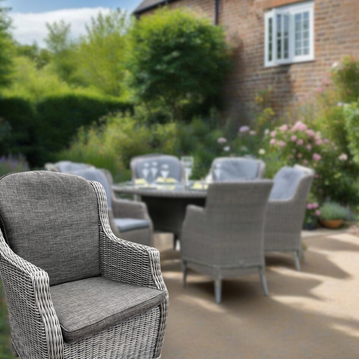 4SO Brighton 6 Seat 170cm Round Outdoor Dining Table Set - Rock