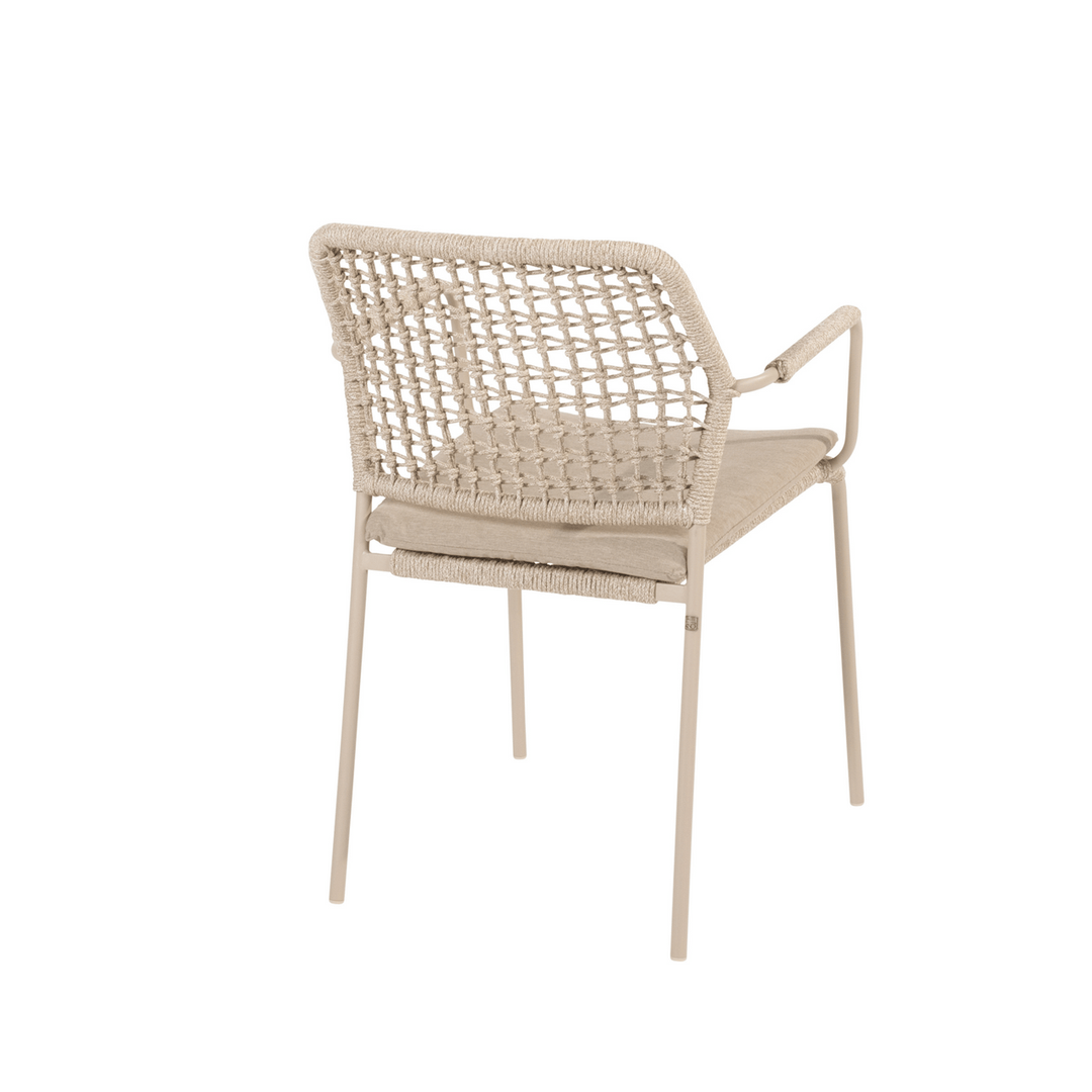 4SO Barista Outdoor 6 Seat Dining Set with Prado 160cm Teak Round Table with Lazy Susan