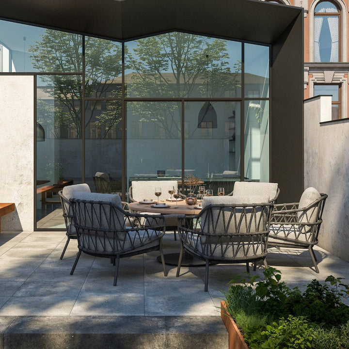 4SO Calpi 6 Seat Low Round Saba Dining Table Set