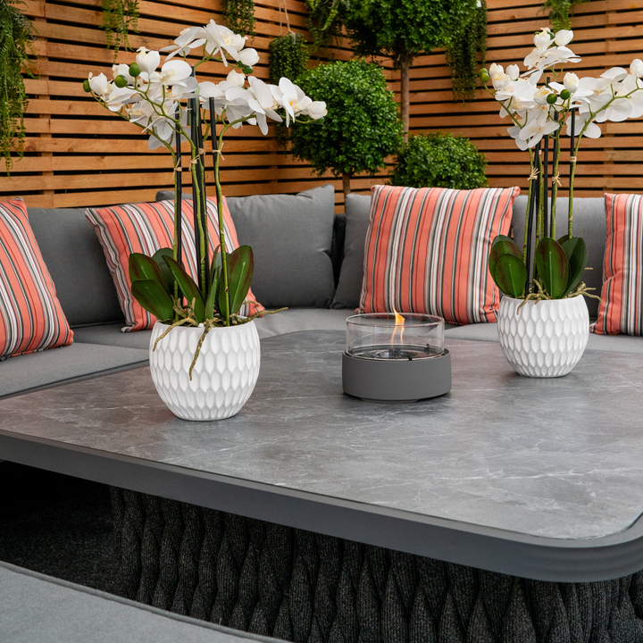 Chelsea Large Outdoor Corner Sofa Dining Lounging Set with Rise & Fall Table | Grey | Seats 8