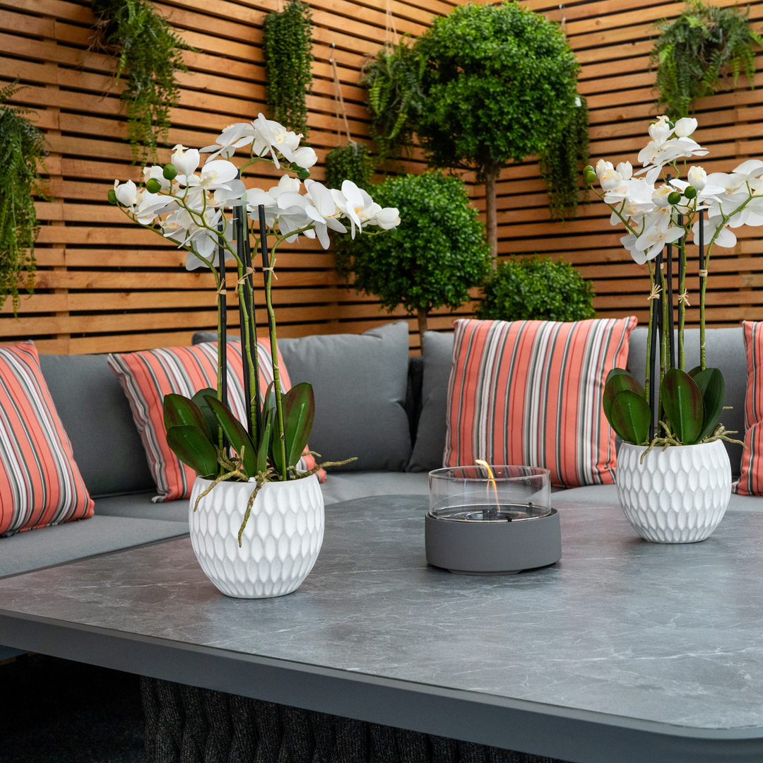 Chelsea Large Outdoor Corner Sofa Dining Lounging Set with Rise & Fall Table | Grey | Seats 8