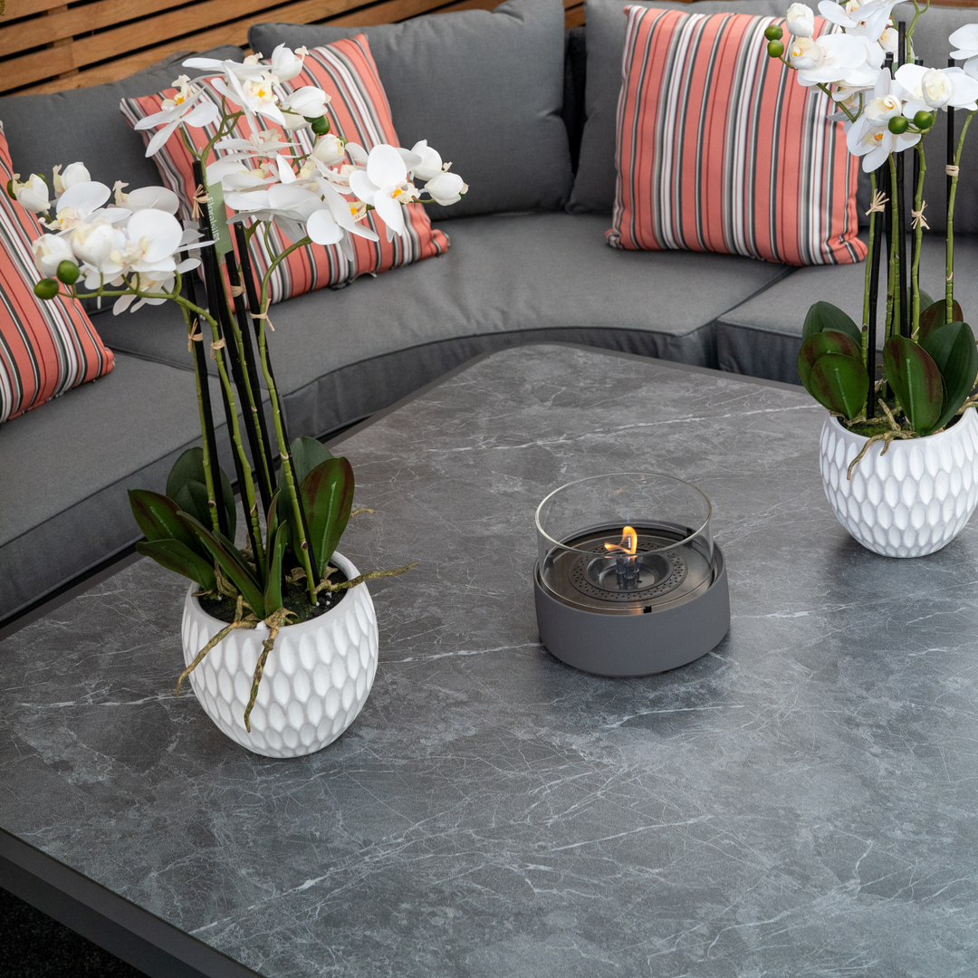 Chelsea Large Outdoor Corner Sofa Dining Lounging Set with Rise & Fall Table | Grey | Seats 8