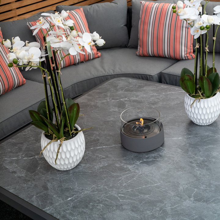 Chelsea Large Outdoor Corner Sofa Dining Lounging Set with Rise & Fall Table | Grey | Seats 8