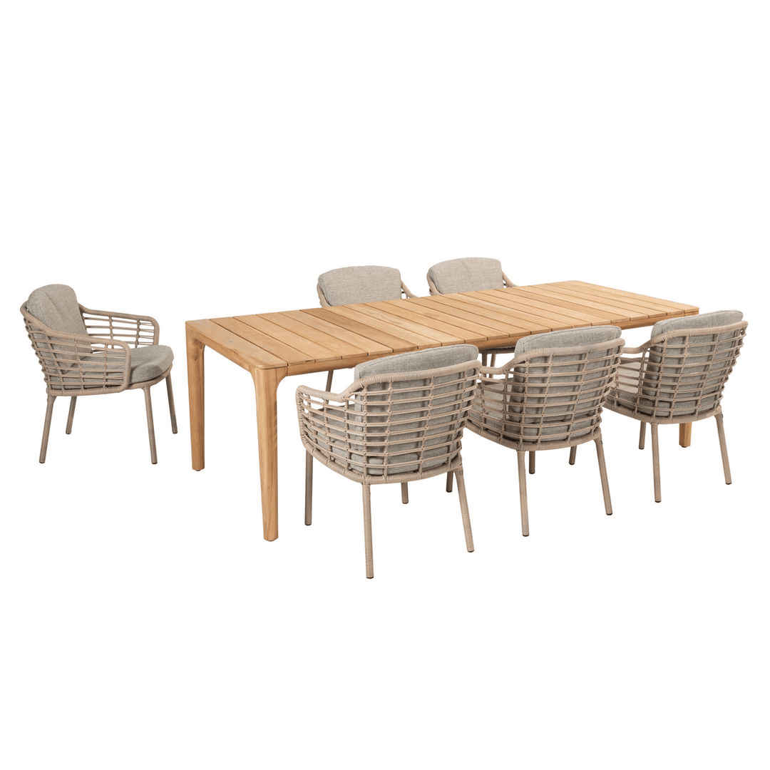 4SO Como 6 Seat Outdoor Teak Dining Set with Liam 240x100cm Teak Table