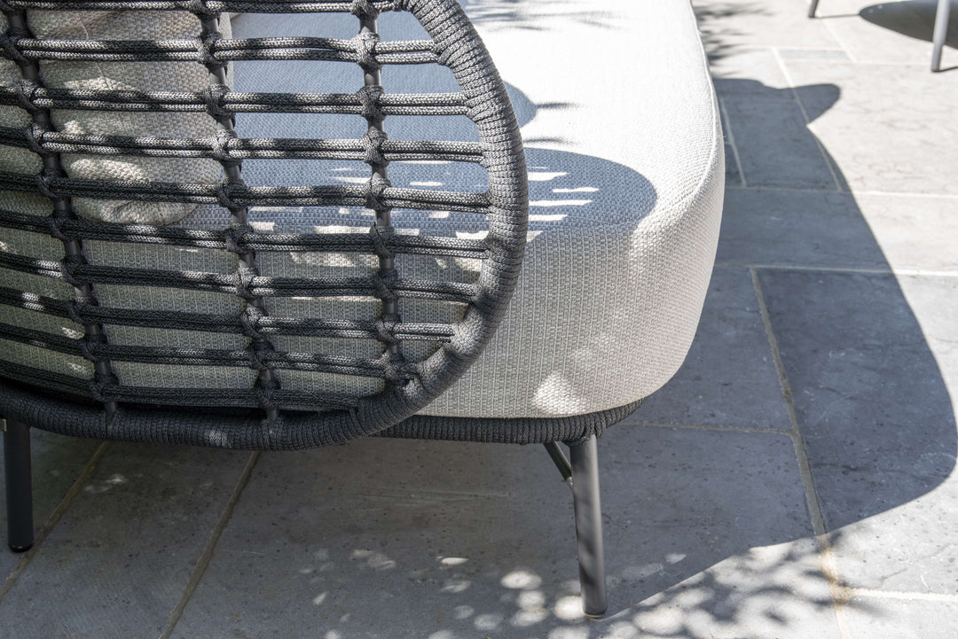 4SO Fabrice Outdoor Lounge Set with Footstool & 90cm Coffee Table - Black Aluminium Frame With Taupe Cushions