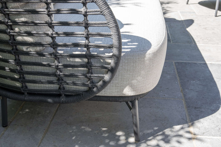 4SO Fabrice Outdoor Lounge Set with Footstool & 90cm Coffee Table - Black Aluminium Frame With Taupe Cushions