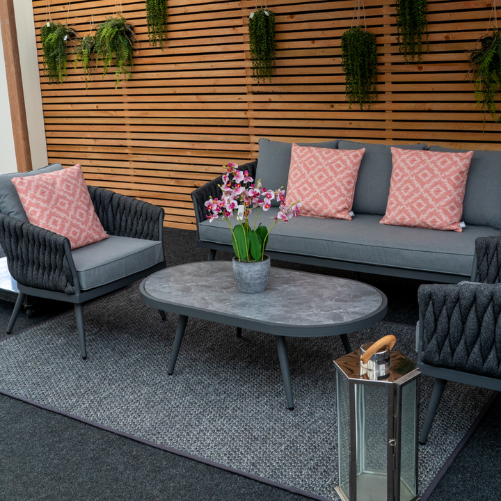 Chelsea Outdoor Sofa Set with Coffee Table | Grey | Seats 5