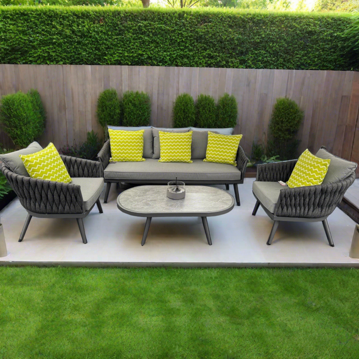 Chelsea Outdoor Sofa Set with Coffee Table | Grey | Seats 5
