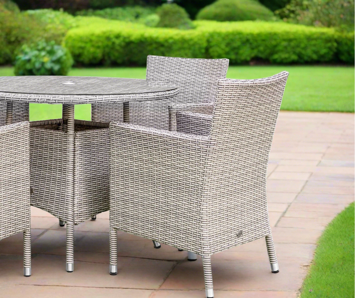 Grace Bay 4 Seat Round Flat Weave Garden Dining Set