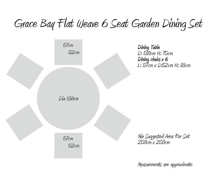 Grace Bay 6 Seat Round Flat Weave Garden Dining Set