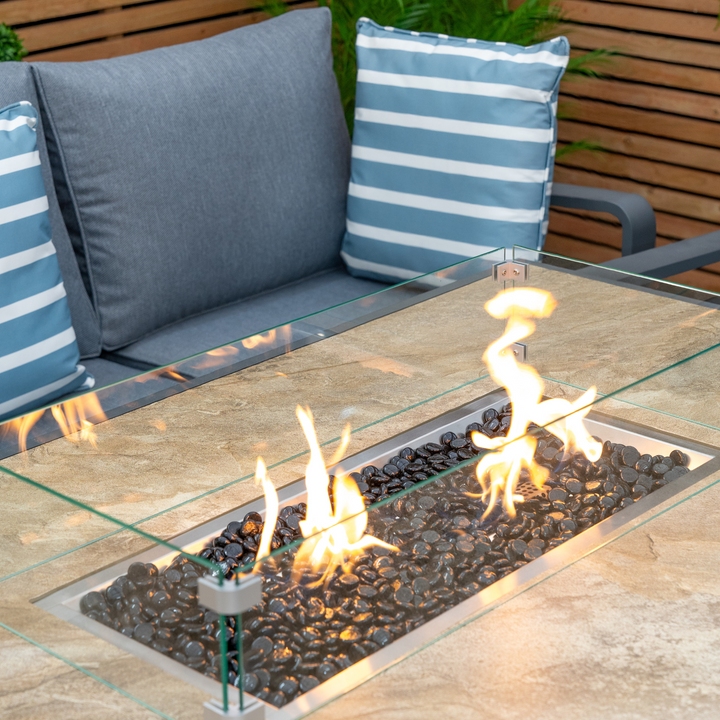 Mayfair Outdoor Sofa Set with Flame Table | Seats 7