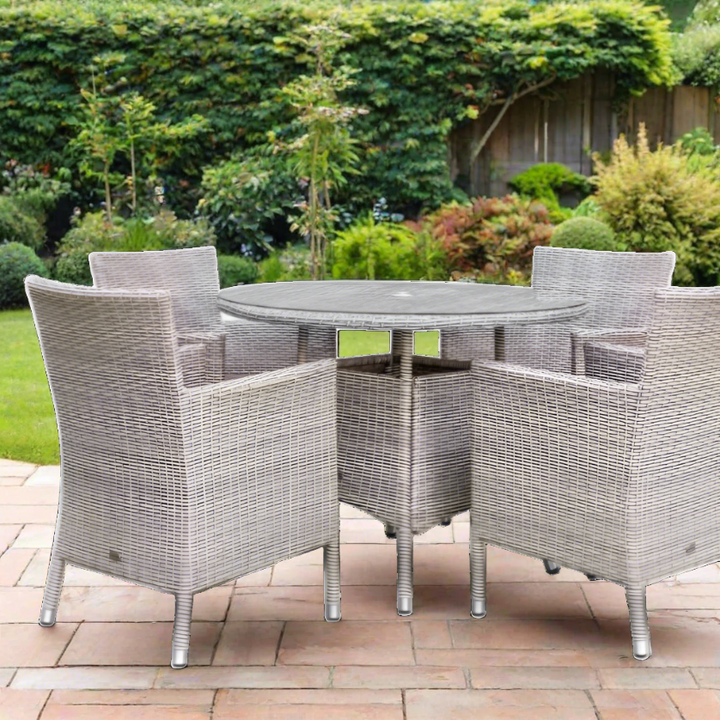 Grace Bay 4 Seat Round Flat Weave Garden Dining Set