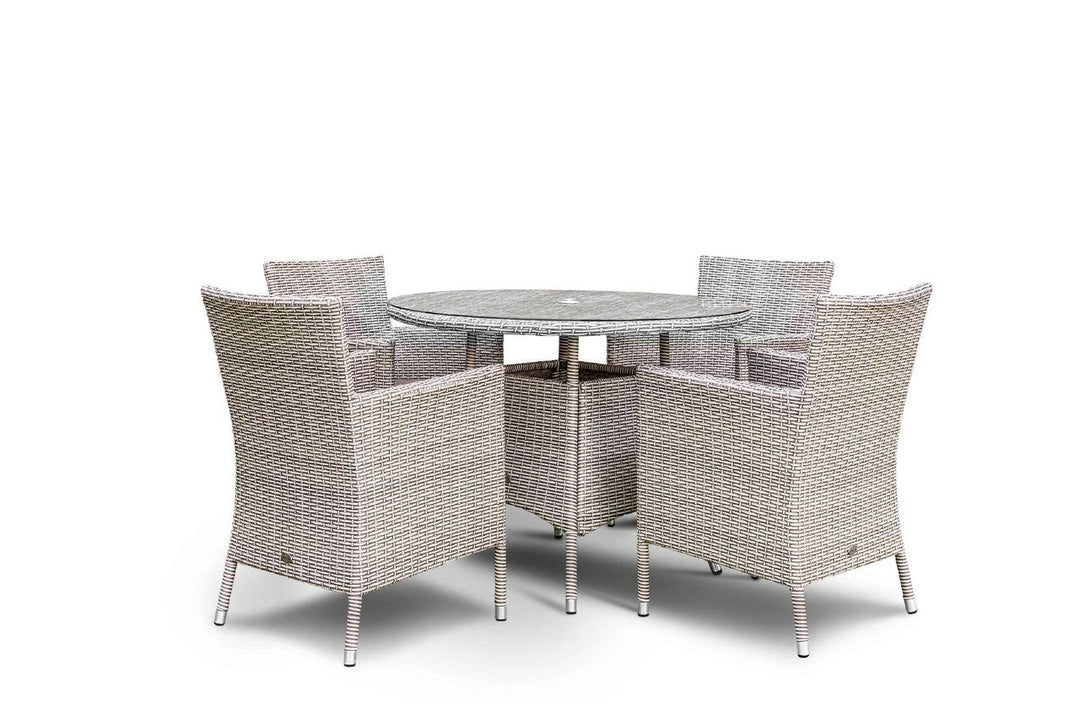 Grace Bay 4 Seat Round Flat Weave Garden Dining Set
