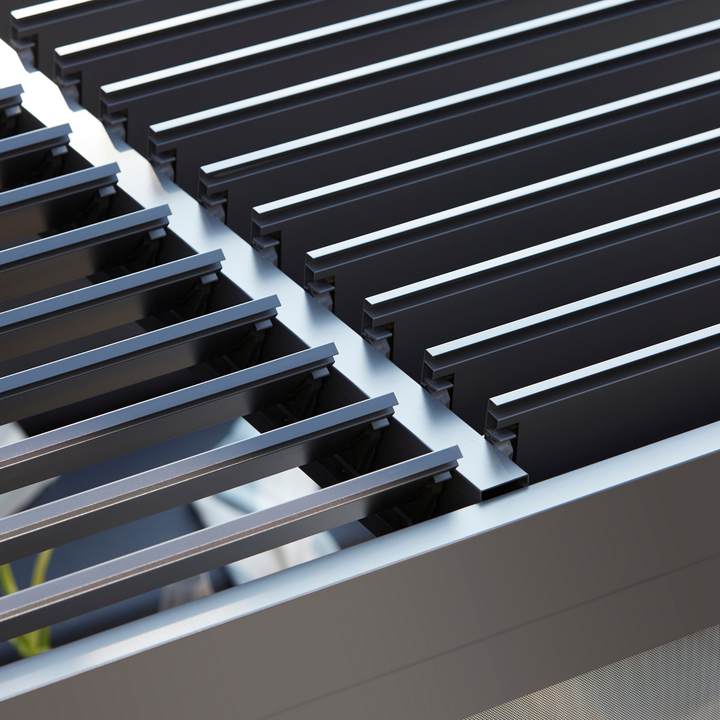 Royce Cube Aluminium 3.6 x 6 M Luxury Pergola with Solar LED Light Pack | Anthracite