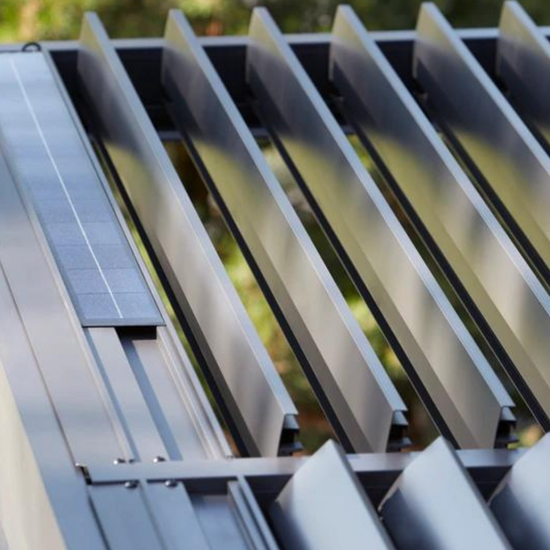 Royce Cube Aluminium 3.6 x 6 M Luxury Pergola with Solar LED Light Pack | Anthracite