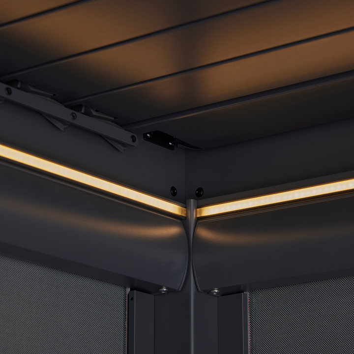 Royce Cube Aluminium 4 x 3M  Luxury Pergola with Solar LED Light Pack | Anthracite