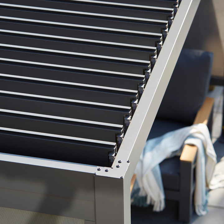 Royce Cube Aluminium 3.6 x 6 M Luxury Pergola with Solar LED Light Pack | Anthracite