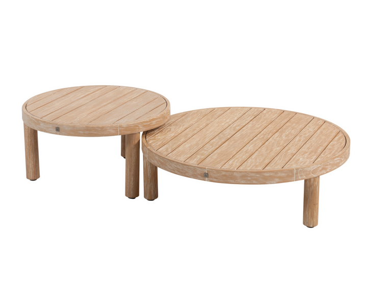 4SO Casanova Modular Outdoor Corner Big Sofa in latte with Sem Brushed Teak Tables