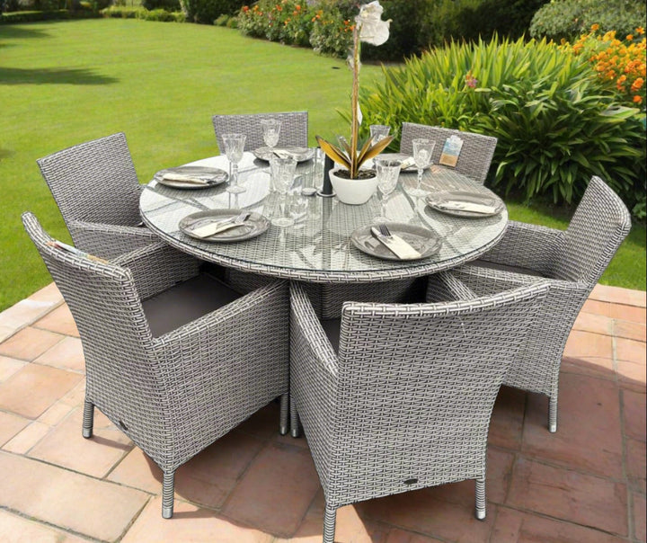 Grace Bay 6 Seat Round Flat Weave Garden Dining Set