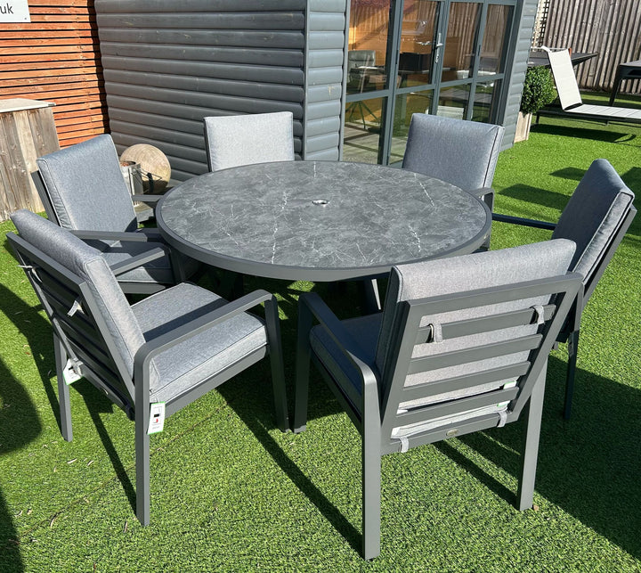 Mayfair Outdoor 6 Seat Round 140cm Dining Set