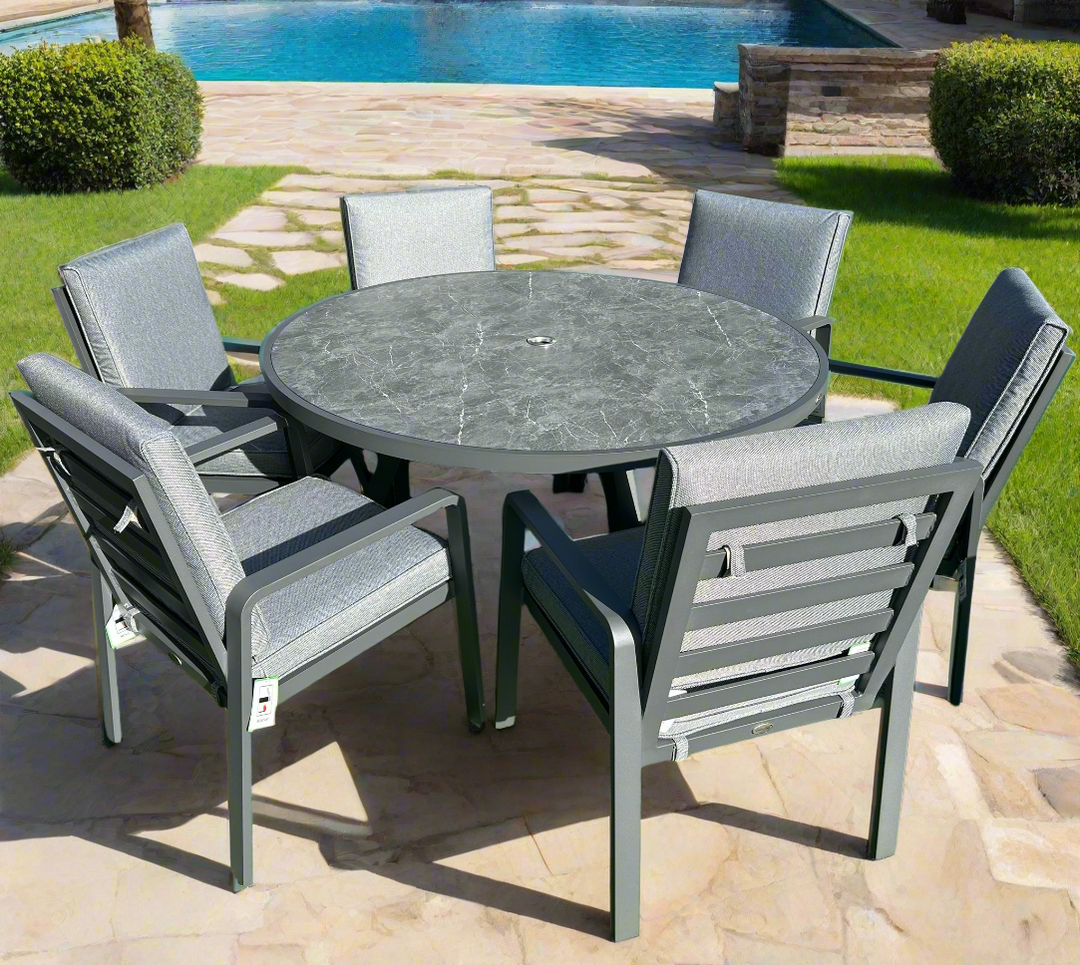 Mayfair Outdoor 6 Seat Round 140cm Dining Set