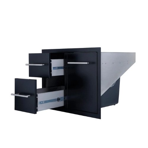 Double drawer Trash tray combo with Plastic Bin