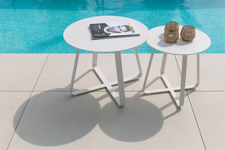 Jati & Kebon St Lucia Aluminium Garden Side Table 45x45cm | White