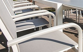 Jati & Kebon Coral 8 Seat Garden Dining Set - Mat White Aluminium  Frame With Grey Top