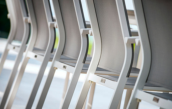 Jati & Kebon Coral 8 Seat Garden Dining Set - Mat White Aluminium  Frame With Grey Top