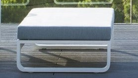 Jati & Kebon Aluminium Garden Coral Ottoman - White - Grey Cushion
